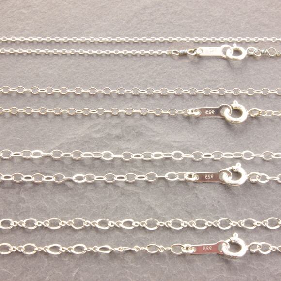 14” Delicate Chain Necklace, silver thin chain, fine, silver choker, 28-1sf-sp - Picture 4 of 5
